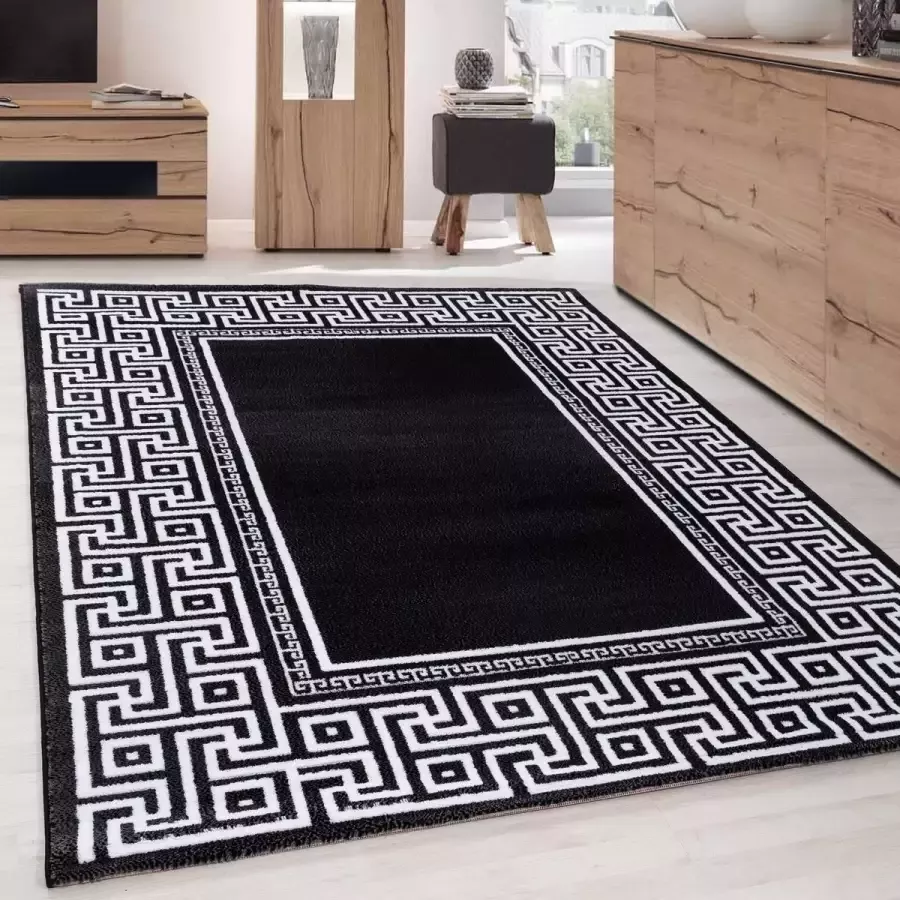 Ayyildiz Teppich Modern Desing Tapijt Geometrische versace optische rand Zwart Wit