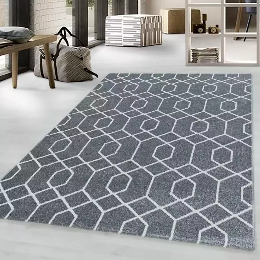 Ayyildiz Woonkamertapijt Laagpolig tapijt kabelmodellijnen zachtpolig grijs