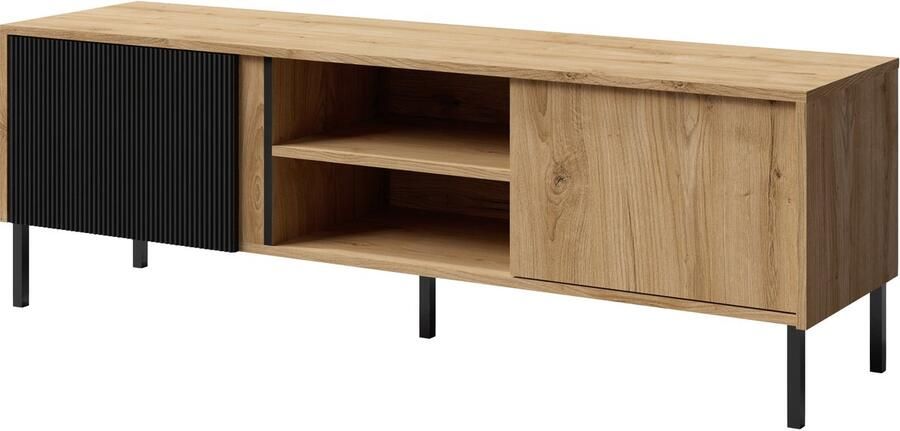 AZ Home TV Meubel MIA 6 150cm Eiken Zwart Mat Tv Kast Woonkamer