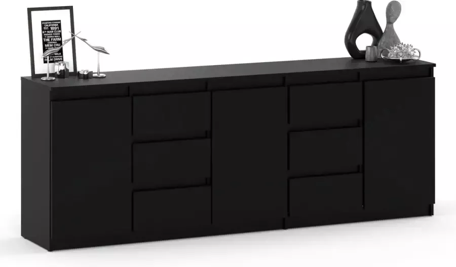 AZ-Home Dressoir Bruno 200 cm Zwart Kast Commode Opbergkast Woonkamer Slaapkamer - Foto 2