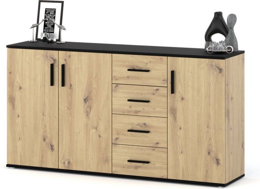 AZ-Home Dressoir Stiv Kast Zwart Eiken 160 cm