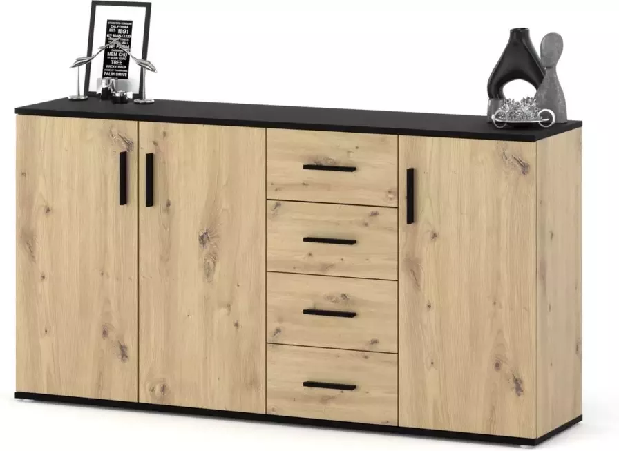 AZ-Home Dressoir Stiv Kast Zwart Eiken 160 cm