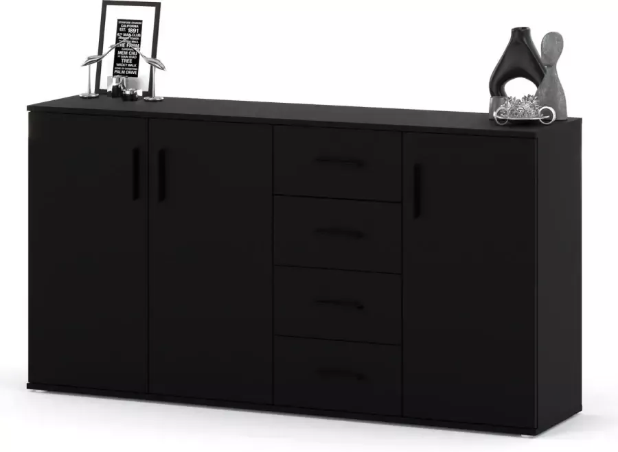 AZ-Home Dressoir Stiv Kast Zwart Eiken 160 cm Commode Opbergkast Woonkamer Slaapkamer