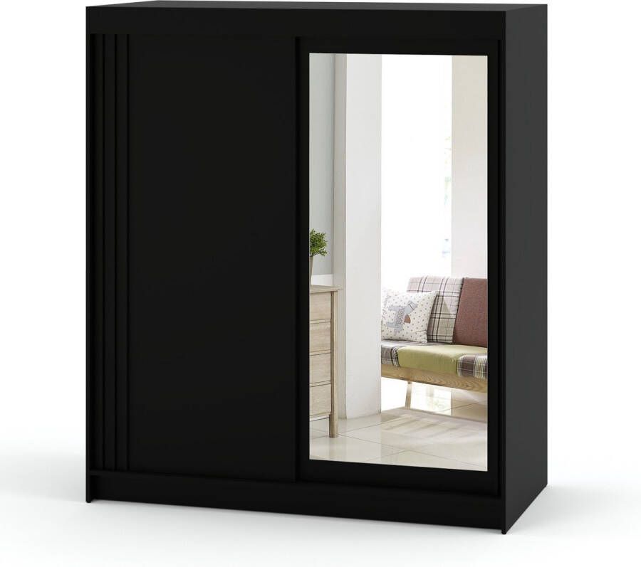 AZ-Home Garderobekast LUX 180 cm Zwart Mat Kast Slaapkamer Opbergakst Kledingkast