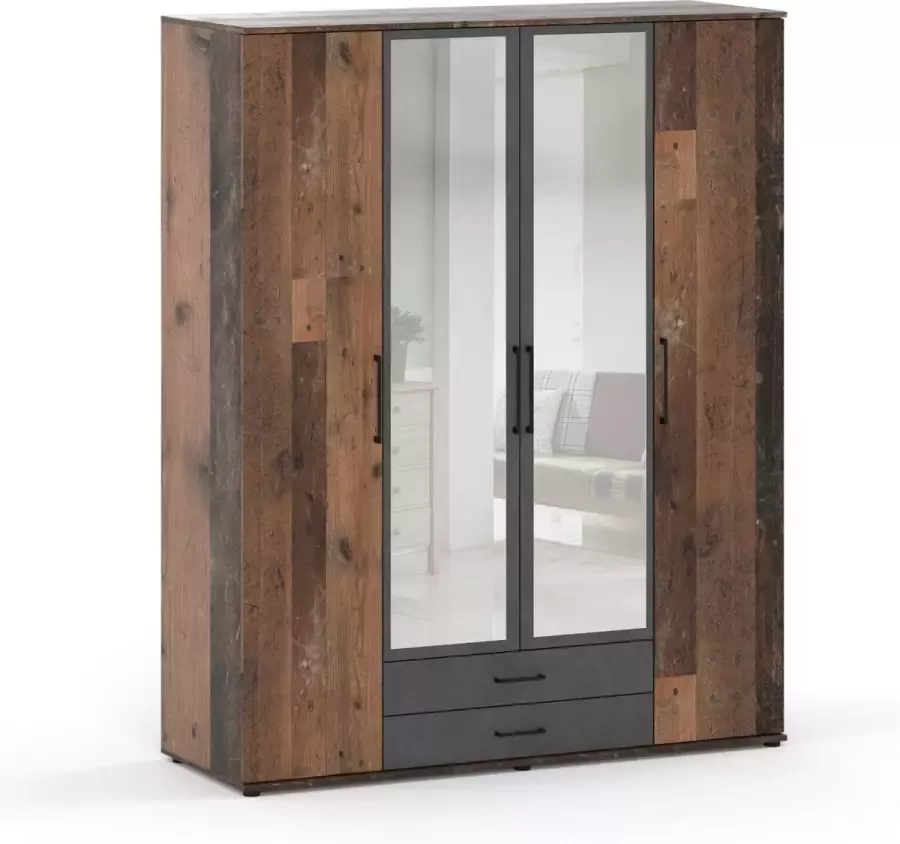 AZ-Home Kledingkast Karol 160 cm Old Wood Kast Garderobekast