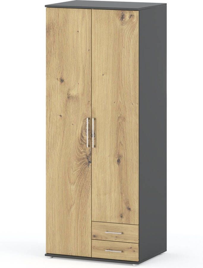 AZ-Home Kledingkast Karol 80 cm Antraciet Eiken Garderobekast Kast