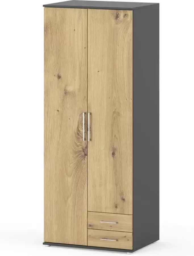 AZ-Home Kledingkast Karol 80 cm Antraciet Eiken Garderobekast Kast