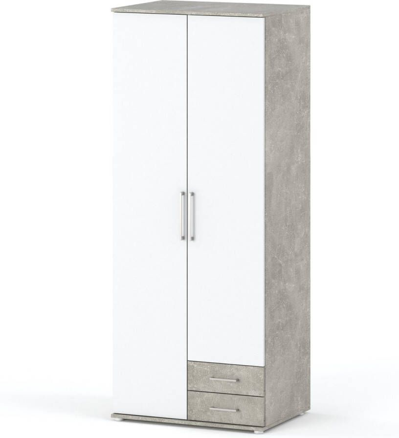 AZ-Home Kledingkast Karol 80 cm Grijs (Betonlook) Wit Garderobekast Kast
