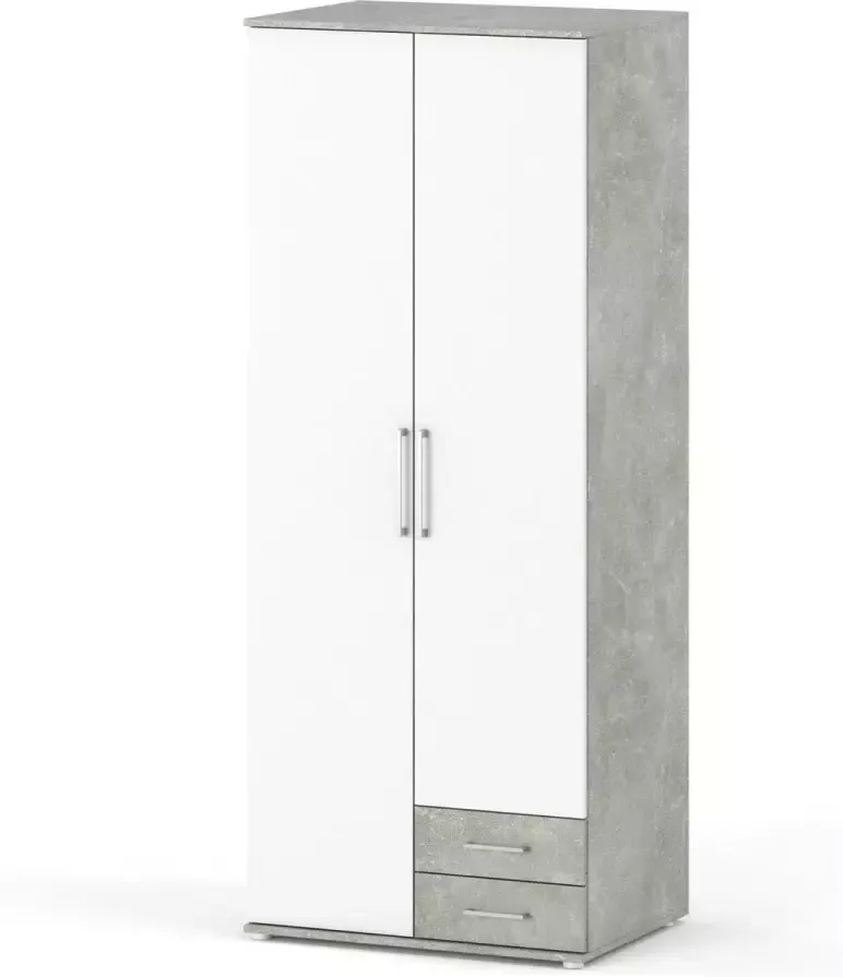 AZ-Home Kledingkast Karol 80 cm Grijs (Betonlook) Wit Garderobekast Kast