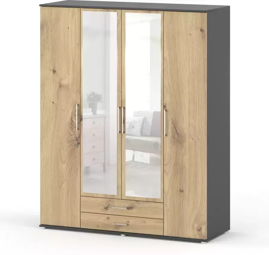 AZ-Home Kledingkast Karol Antraciet Eiken 160 cm Kast