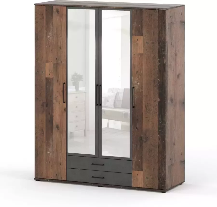 AZ-Home Kledingkast Karol Old Wood 160 cm Kast Garderobekast