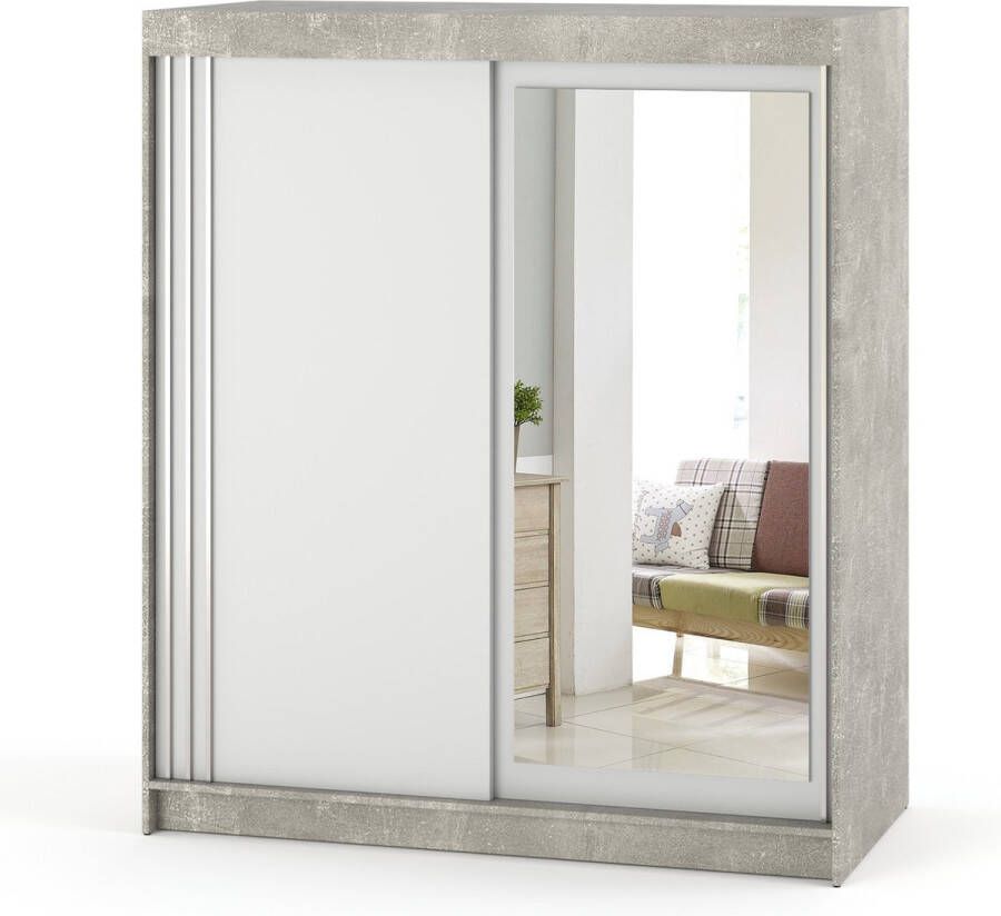 AZ-Home Kledingkast LUX 150 cm Betonlook Grijs Wit Mat Kast Garderobekast Kledingkamer