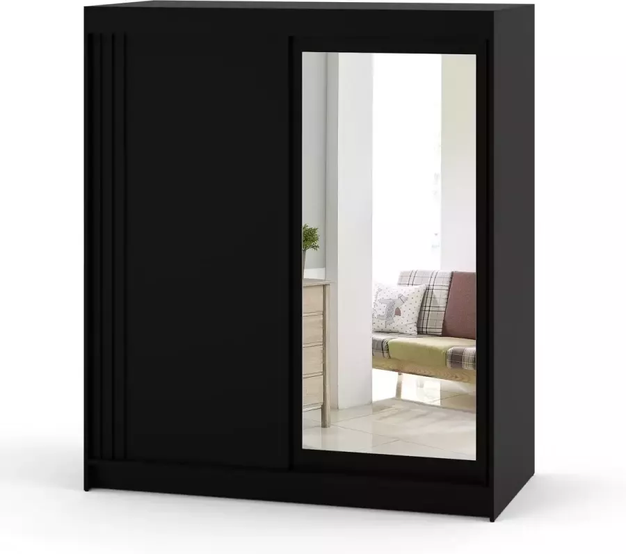 AZ-Home Garderobekast LUX 180 cm Zwart Mat Kast Slaapkamer Opbergakst Kledingkast