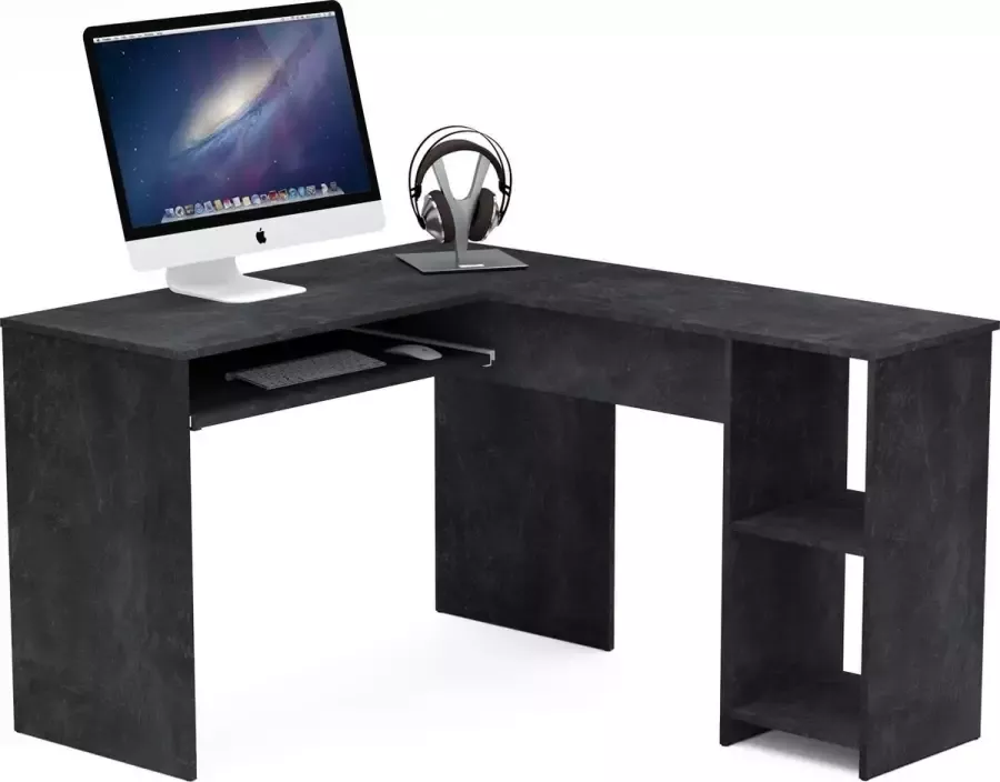 AZ-Home Meubels Hoekbureau Simple Donkergrijs Bureau 140x48x75 cm
