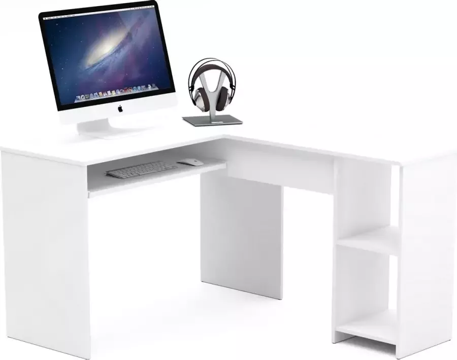 AZ-Home Meubels Hoekbureau Simple Wit 140x120x75 cm