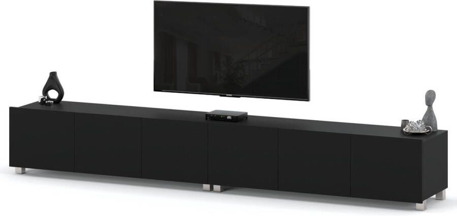 AZ-Home Tv Kast Clark 300cm Zwart Mat Tv Meubel Staand Televisie Wandkast Woonkamer