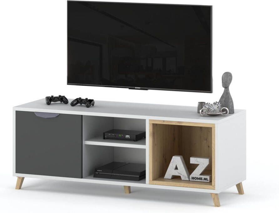 AZ-Home Tv Kast Joker 10 120 cm Wit Grijs Tv Meubel Staand Televisie kast