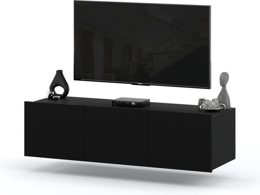 AZ-Home Tv Meubel Clark 150cm Zwart Mat Tv Kast Hangend Wandkast Woonkamer