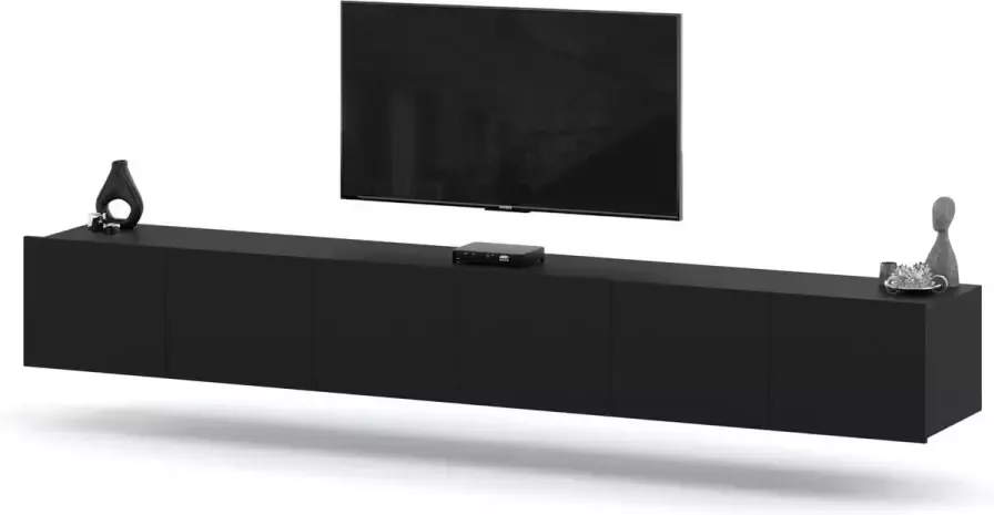 AZ-Home Tv Meubel Clark 300cm Zwart Mat Tv Kast Hangend Televisie kast Woonkamer