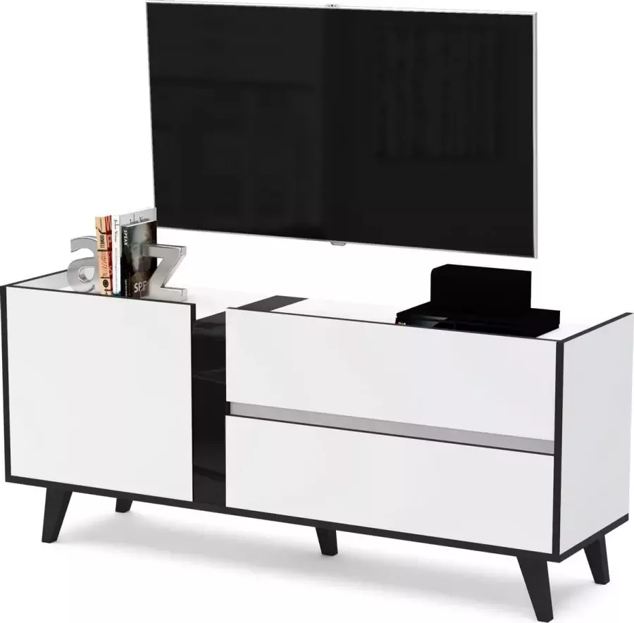 AZ-Home Tv meubel Flix Tv Kast Wit Zwart 150 cm