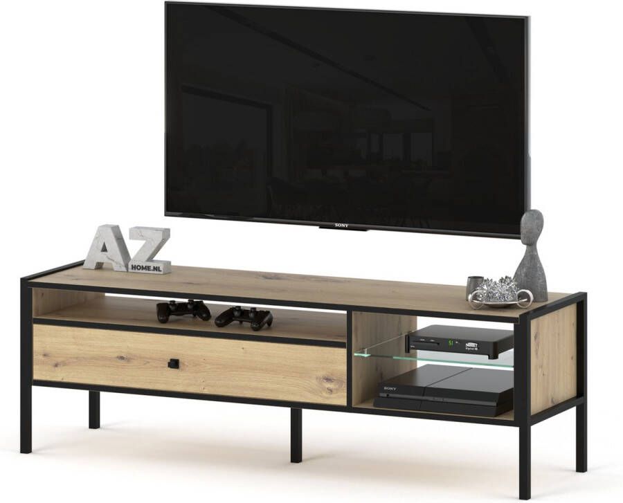 AZ-Home Tv meubel Livi 6 Eiken Zwart 154 cm Tv Kast Opbergkast