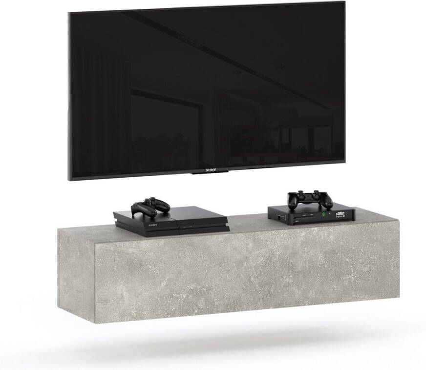 AZ-Home Tv Meubel Young 150 cm Grijs Betonlook Tv kast Zwevend kast Wandkast Woonkamer