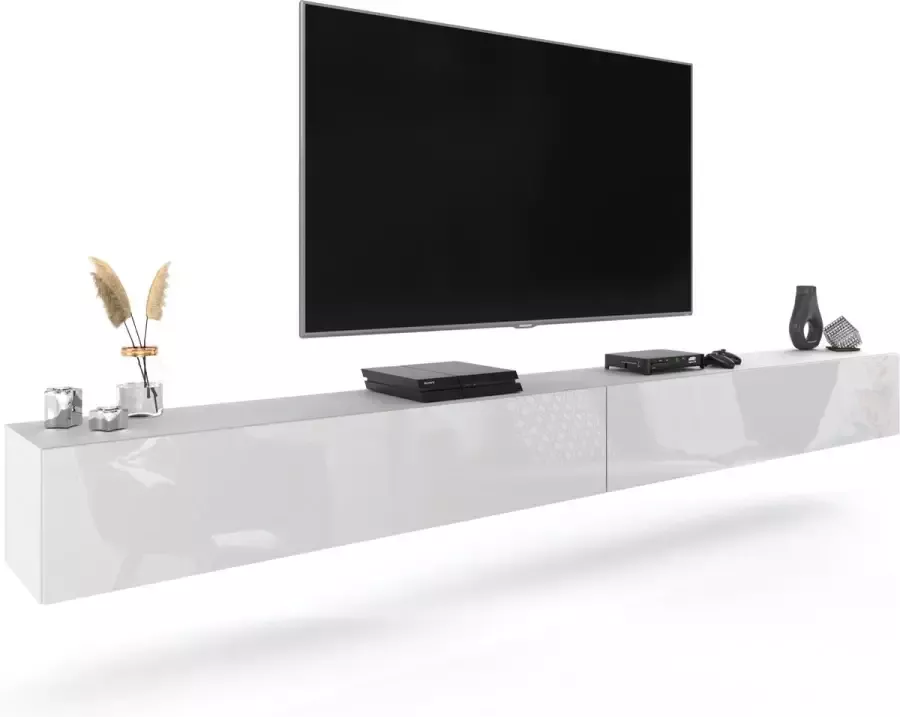AZ-Home Tv-Meubel Young 300 cm Wit hoogglans Tv Kast Hangend Kast