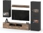 AZ-Home Wandmeubel Alen 2 260 cm- Tv Meubel Set Antraciet Eiken Bijoux Kast LED - Thumbnail 3