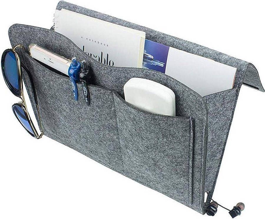 Azapla Opbergtas Organiser Opbergbox Opbergzakken Hangende Opbergzak Boxzak Haaktas Bedside Pocket Bank Organizer Opbergvak voor Bed Nachtkastje voor IPad & Tijdschriften Bedorganizer Hangende Vilten Opberzak Tijschriftenhouder