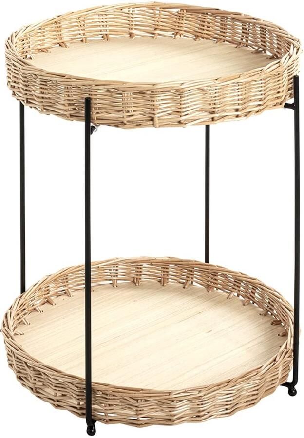 Azomor Boheemse bijzettafel van metaal en hout met natuurlijke uitstraling