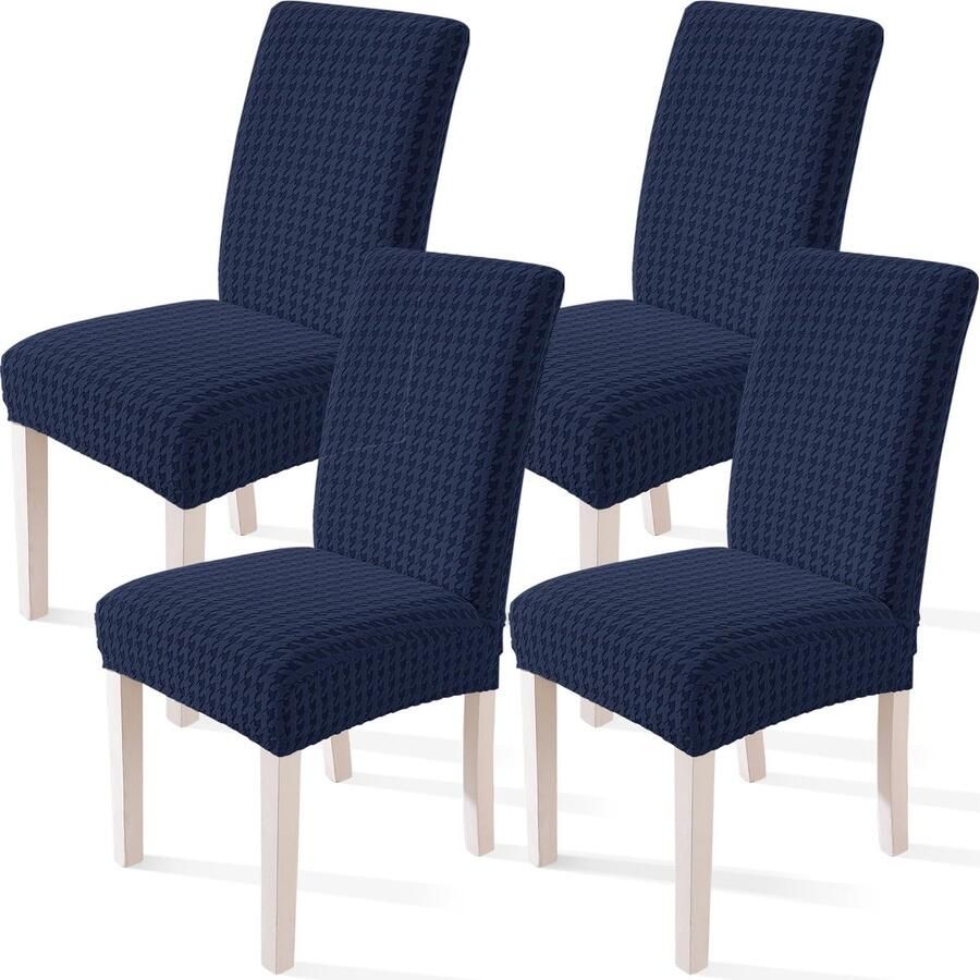 Azomor Donkerblauwe elastische stoelhoezen set van 4 voor veelzijdige decoratie