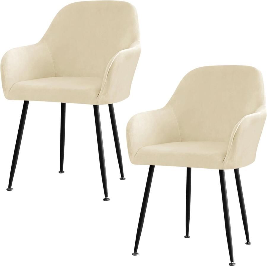 Azomor Elastische fluwelen stoelhoezen voor eetkamerstoelen met armleuning in beige
