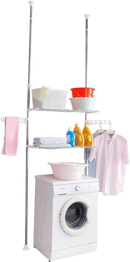 Azomor Flexibele en ruimtebesparende telescopische badkamerplank met verstelbare schappen