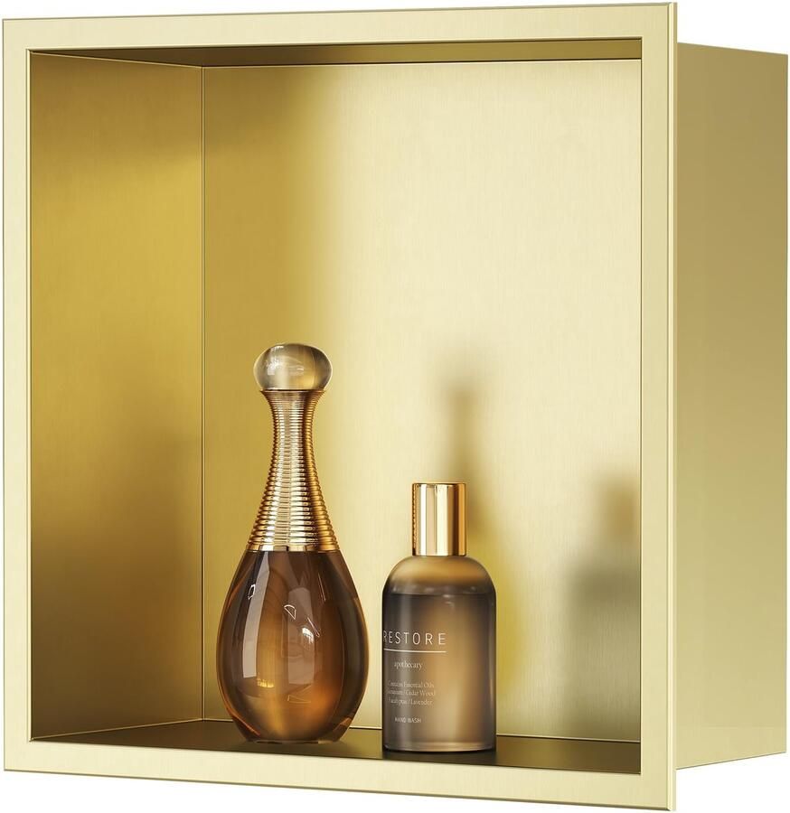 Azomor Gouden wandnis van roestvrij staal voor badkameropslag en decoratie