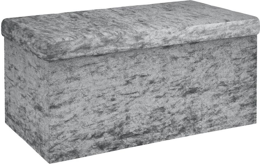 Azomor Grijze opvouwbare zitbank met opbergruimte en fluwelen bekleding