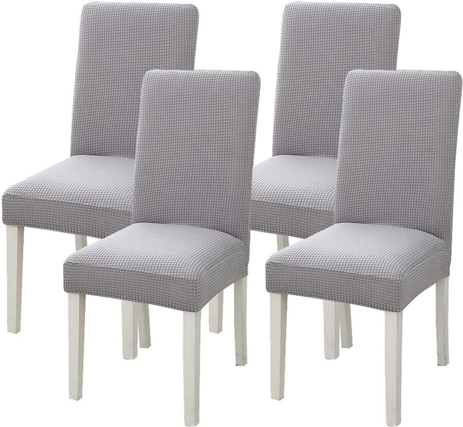 Azomor Grijze rekbare stoelhoezen voor eetkamerstoelen geschikt voor elke gelegenheid