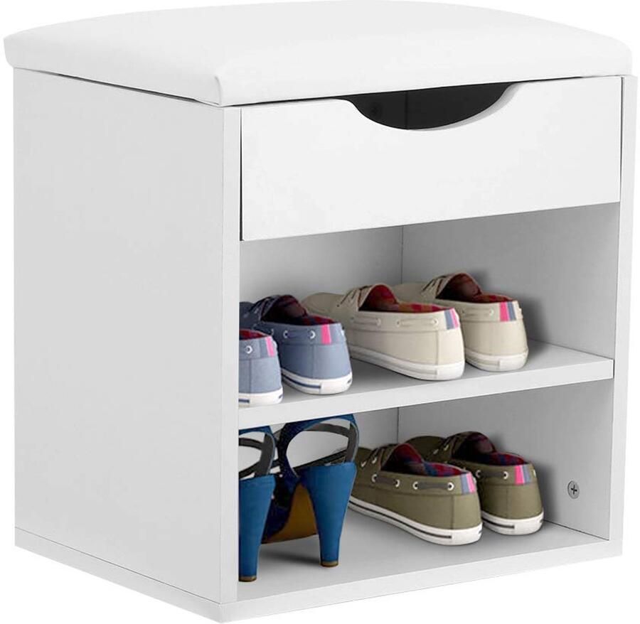 Azomor Houten schoenenbank met opbergruimte en comfortabele zitting voor in de hal