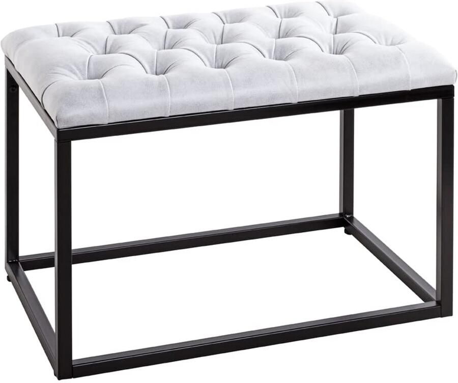 Azomor Industriële metalen kruk met grijze zitting en gepolsterd textiel