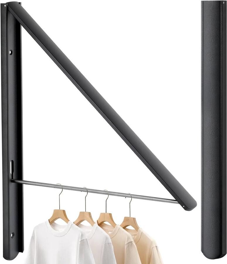 Azomor Inklapbare wandkledinghaak voor binnen en buiten met stevige ophangstang