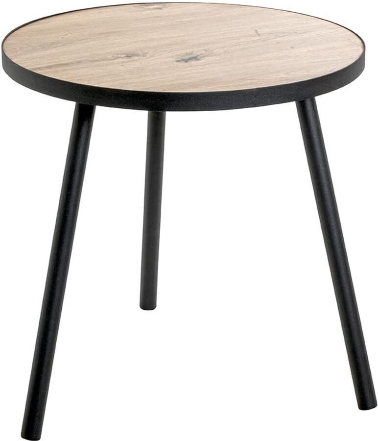 Azomor Moderne bijzettafel met eiken decor en zwart metalen frame voor elke ruimte