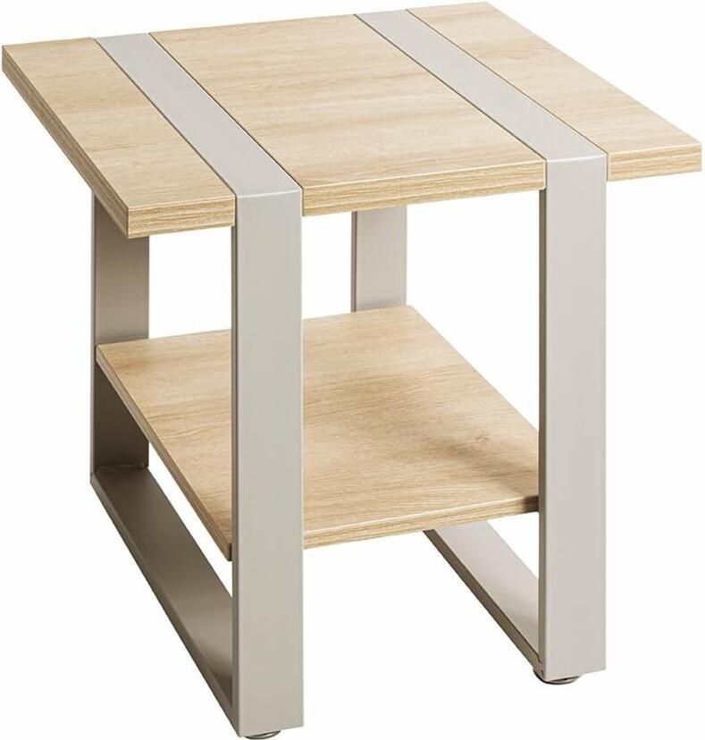 Azomor Moderne bijzettafel met eiken grijze afwerking en metalen frame