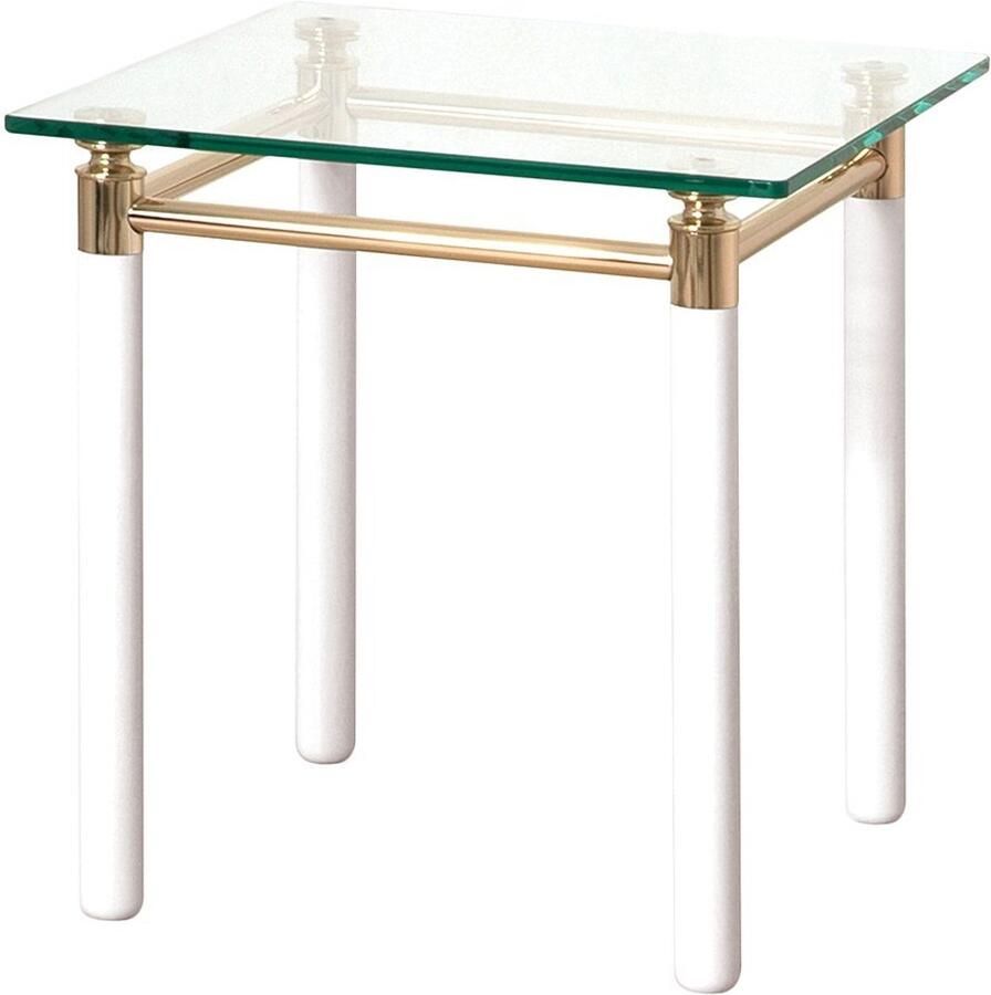 Azomor Moderne bijzettafel met glas en goudkleurige accenten voor stijlvolle inrichting