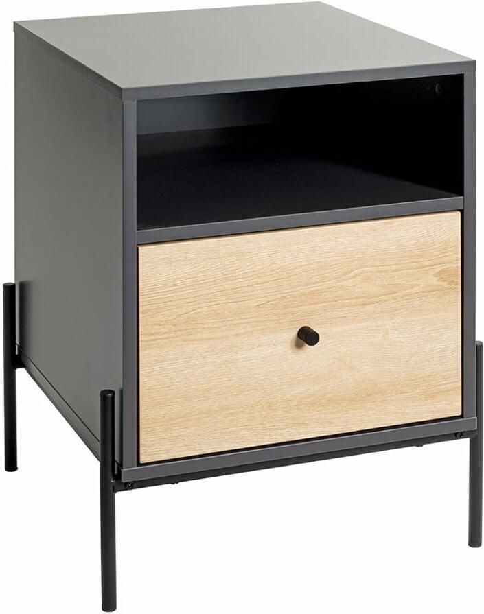 Azomor Moderne console tafel van metaal en MDF met eikenhout look