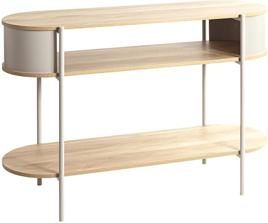 Azomor Moderne en stijlvolle console tafel met eiken en grijze afwerking