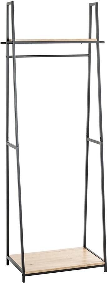 Azomor Moderne staande kapstok met eiken en zwart metalen accenten