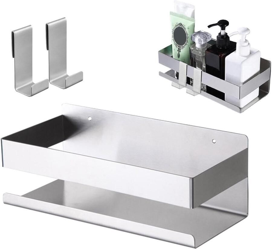 Azomor Roestvrij en zelfklevend badkamerrek zonder boren voor keuken en douche