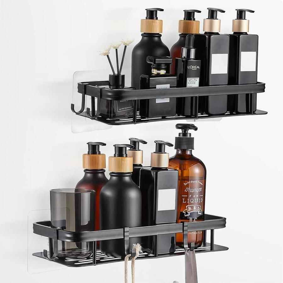 Azomor Roestvrij stalen doucheplanken set met haken voor badkamer en keuken