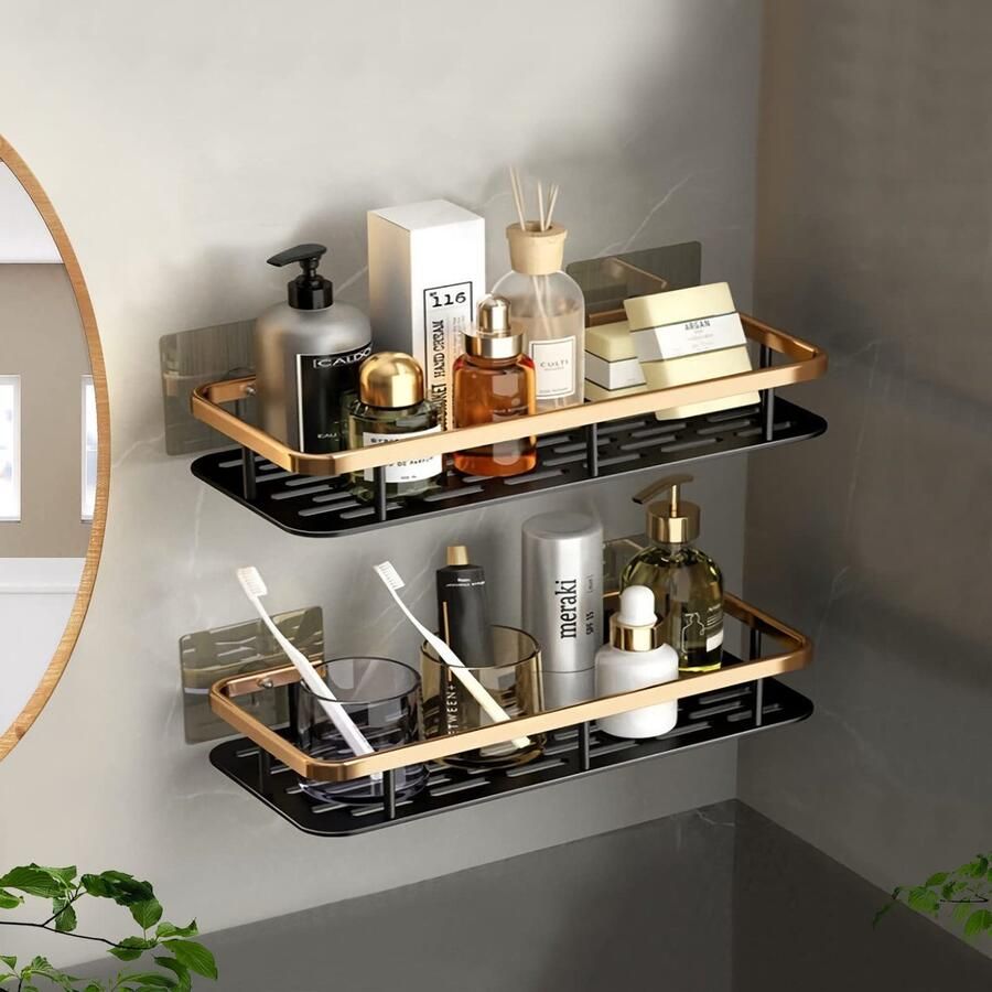 Azomor Roestvrijstalen doucheplanken zonder boren voor badkamer en keuken