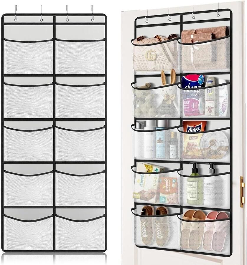 Azomor Ruime hangende organizer met 10 zakken en 4 haken voor elke kamer