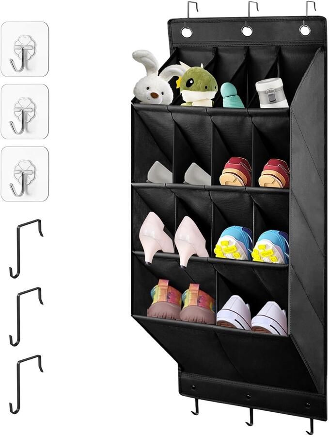Azomor Ruime hangende organizer voor schoenen met 14 vakken en stevige ophanghaken